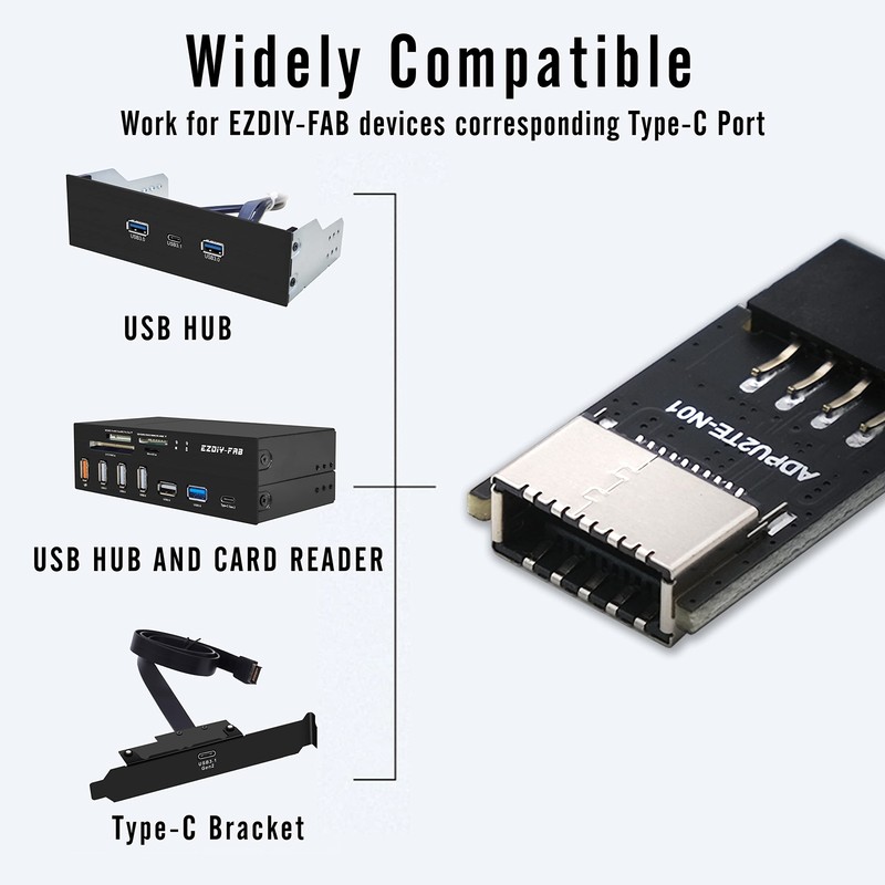USB 2.0 Internal Header to USB 3.1 Type-C 20-Pin Front Panel Adapter gallery