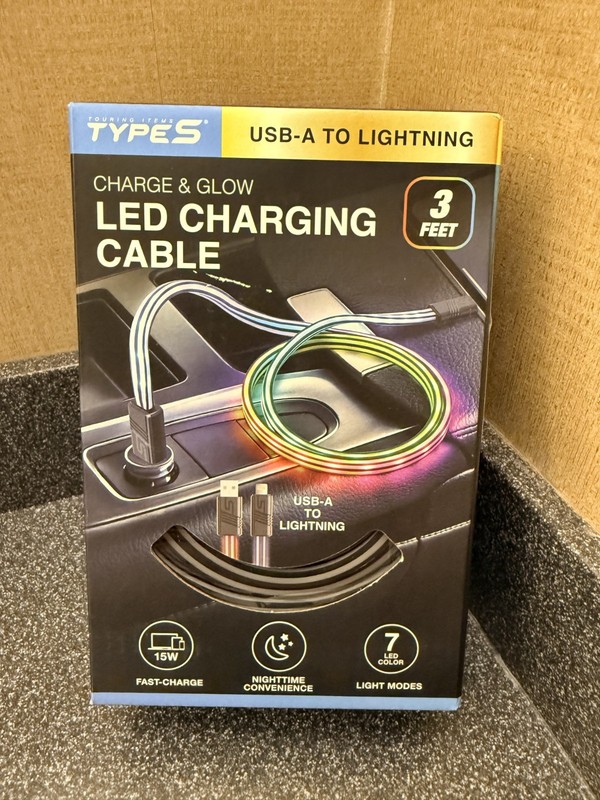 TYPE S Charge & Glow 3FT USB-A to Lighting Charging Cable with LED Glow