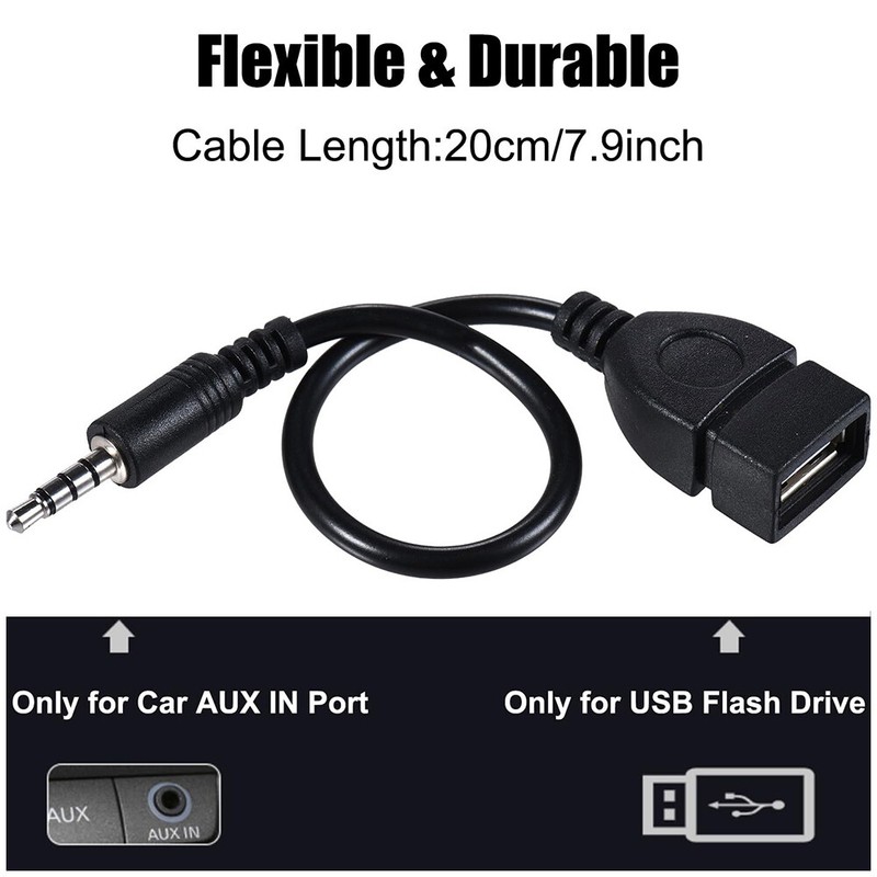 Precision-Made Reliable Easy to Install USB OTG to 3.5mm Premium Car Audio Cable