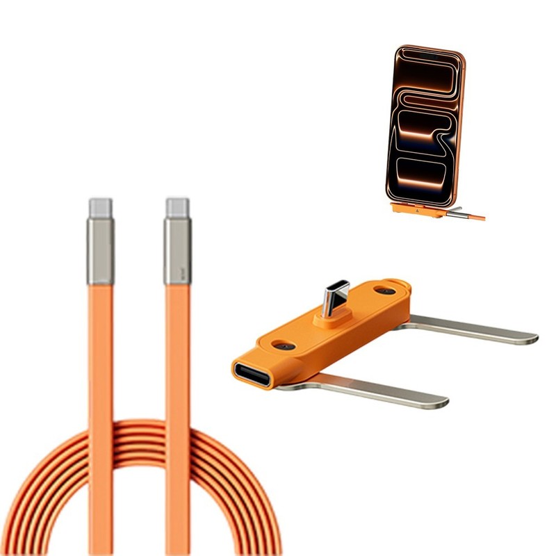 240W Fast Charge Cable with Built-in Stand 150 cm for iPhone For Samsung gallery