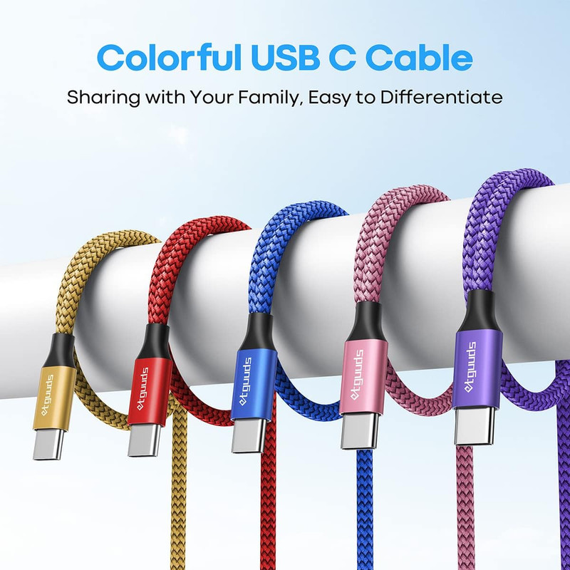 USB C Cable 10Ft, 5-Pack USB to USB C Charger Cable, Fast Charging Cord gallery