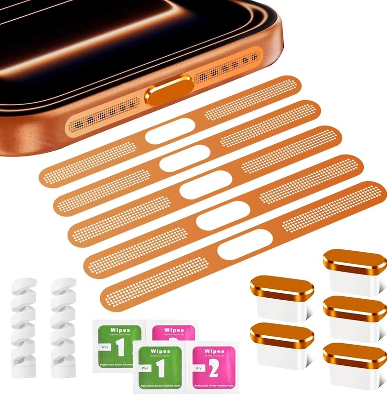 5 Pack Type C Charging Port USB Dust Plug Speaker Mesh Cover For iPhone 17