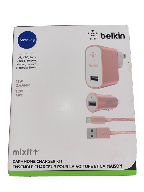 Belkin Micro USB Car Vehicle Wall Head Charger Kit Rose Gold Samsung LG