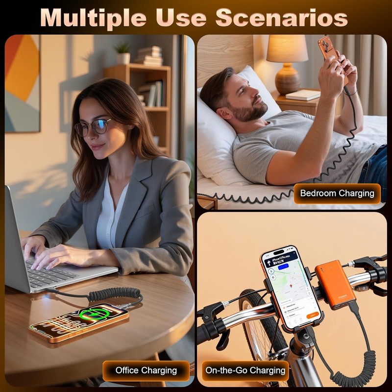 USB A to USB C Coiled CarPlay Cable 2 Pack 3ft Auto Coiled Retractable iPhone gallery