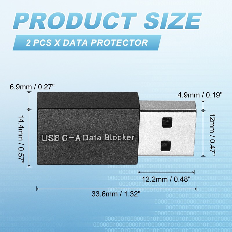 2 Pcs USB Data Blocker, USB A to C Data Protector Black gallery