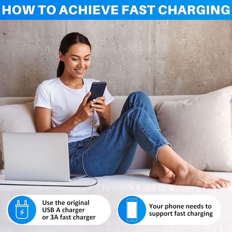 [2-Pack, 2Ft] USB C Cable 3A Fast Charge, USB a to Type C Charger Cord Braided gallery