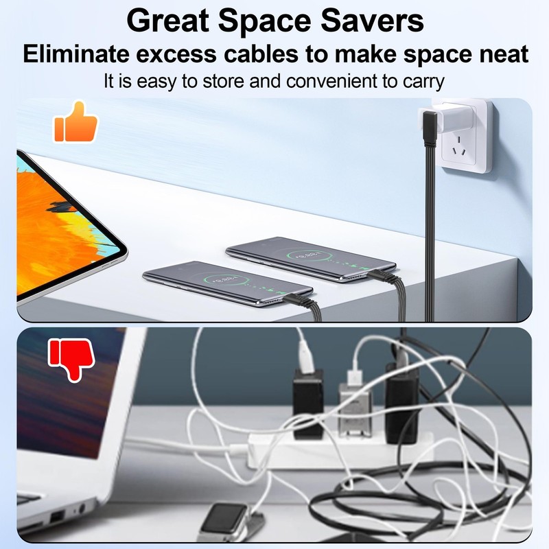 1.6 Ft Right Angle USB Y Splitter Cable 66W USB To Dual Type C Fast Charger gallery