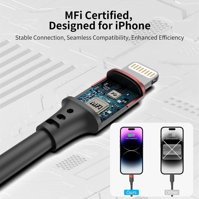 Vienceen 6 Inch iPhone Charger Cord, MFi Certified Short USB to 0.5 FT, Black gallery