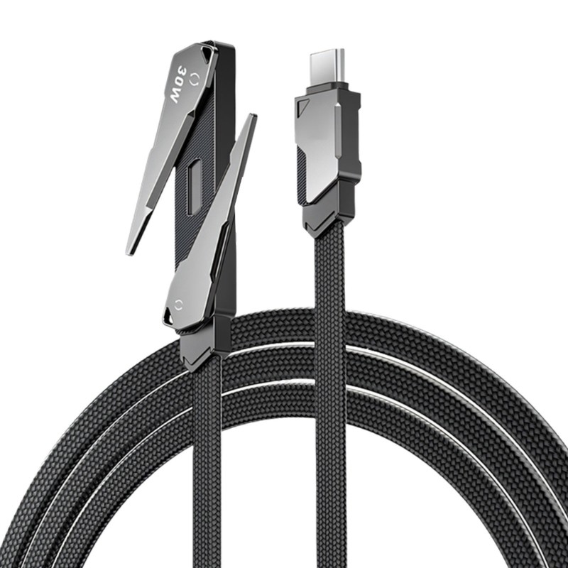 3.9ft Type C Charging Wire With Zinc Alloy Ends And Space Saving Foldable Stand