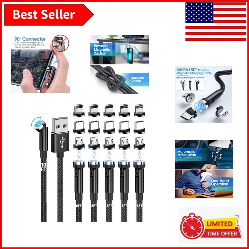 Tangle-Free 3-in-1 Magnetic USB Cable Set – Versatile Charging for Smartphones