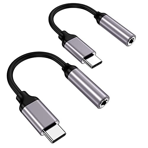 USB C to 3.5mm Headphone Jack Adapter 2 Pack Aux Dongle for Samsung Pixel iPad