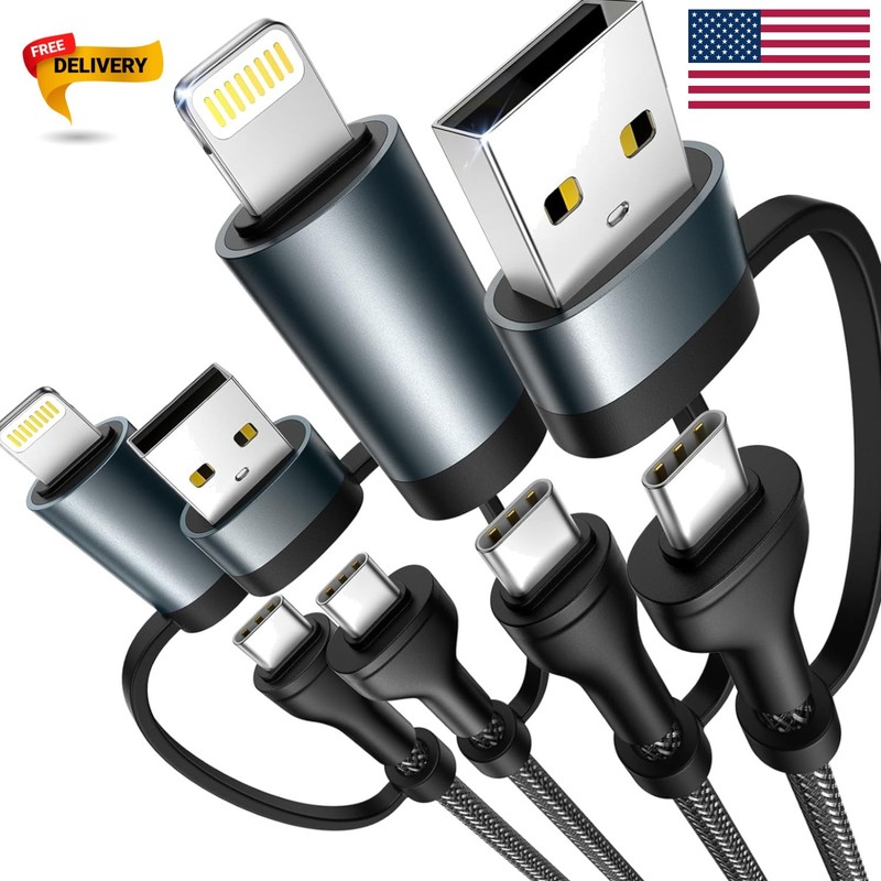 4-in-1 USB Charging Cable Set – MFi Certified & High-Speed Data Transfer