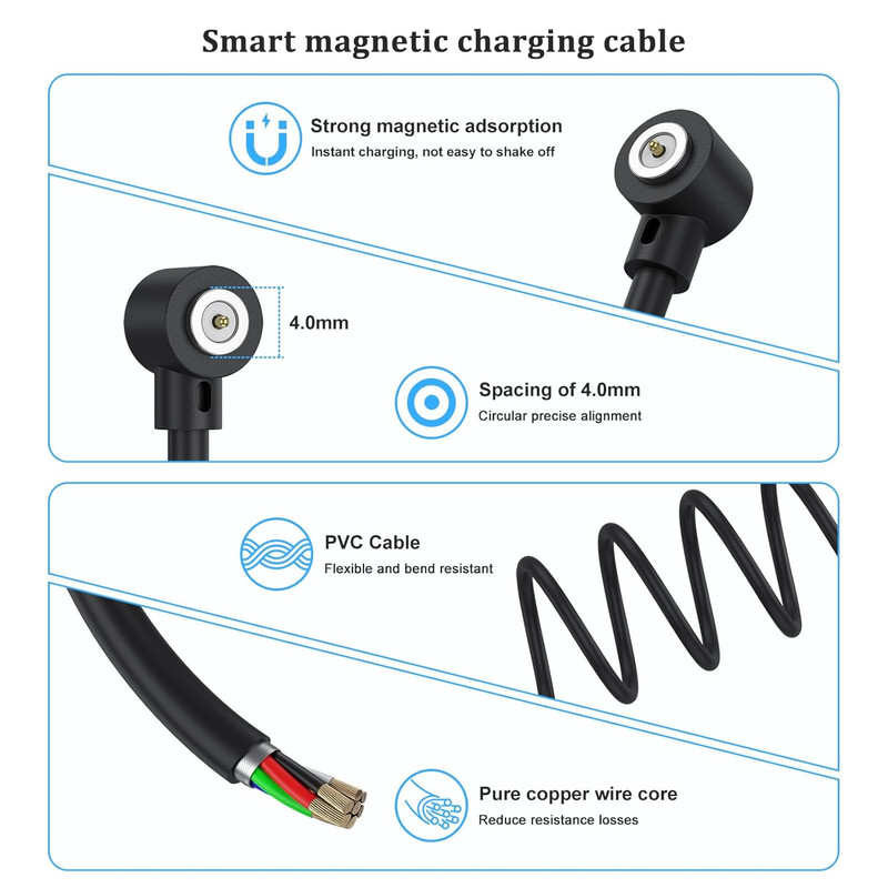 Meliya 2 Pack for Smart Ring Charger Cable, Replacement Magnetic Charger Cord fo gallery