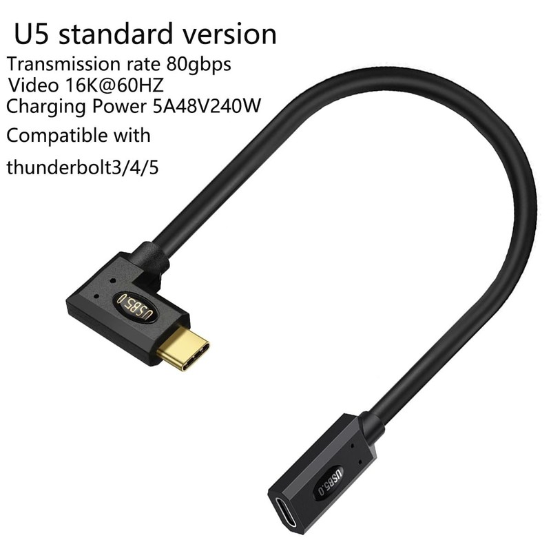 USB5 Cable 30cm, Right Angle 80Gbps USB C Extension Cord (30cm) gallery