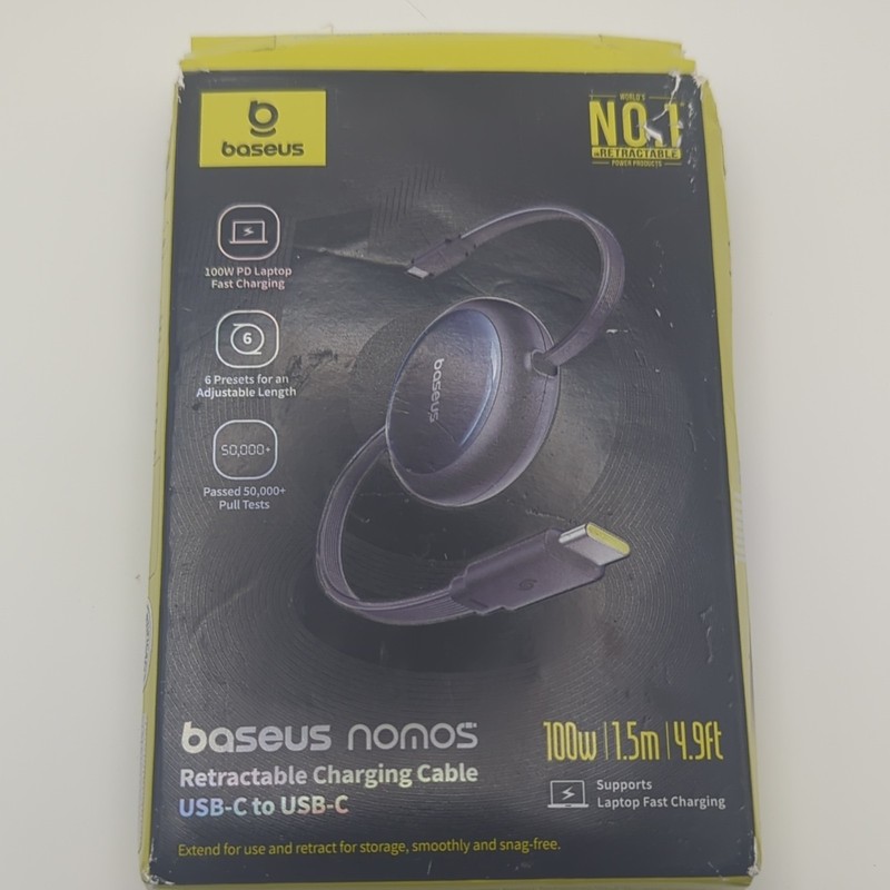 Baseus USB-C to USB-C Retractable PD 100W Fast Charge 1.5m Cosmic Black