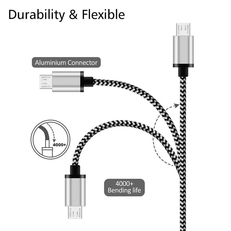 (1x) Black Braided 10ft USB Cable Rapid Charger Sync Wire Data Sync (FVS025803) gallery
