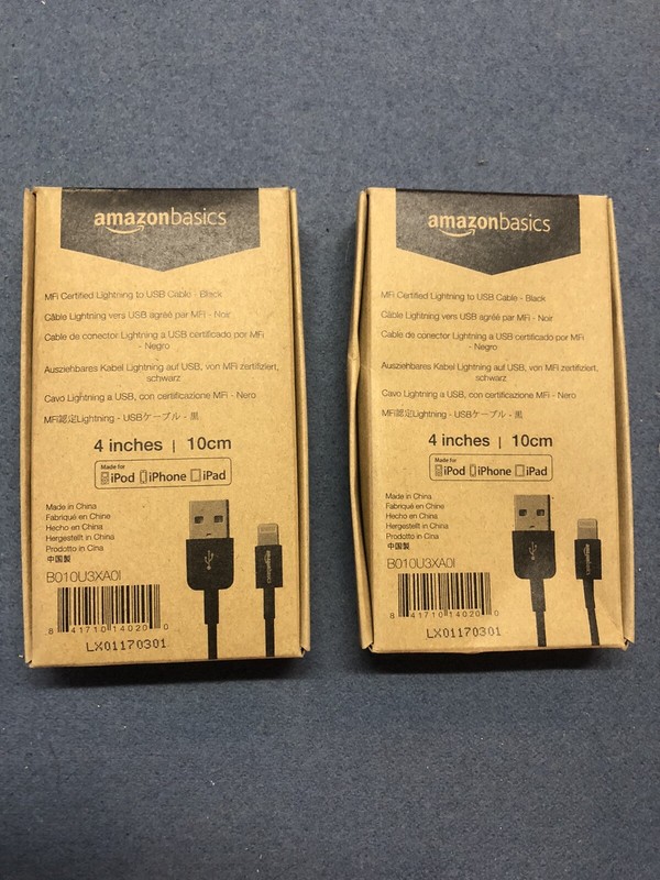 AmazonBasics 4in Lightning to USB Cable MFi Certified iPhone Charger - - -2 PACK gallery