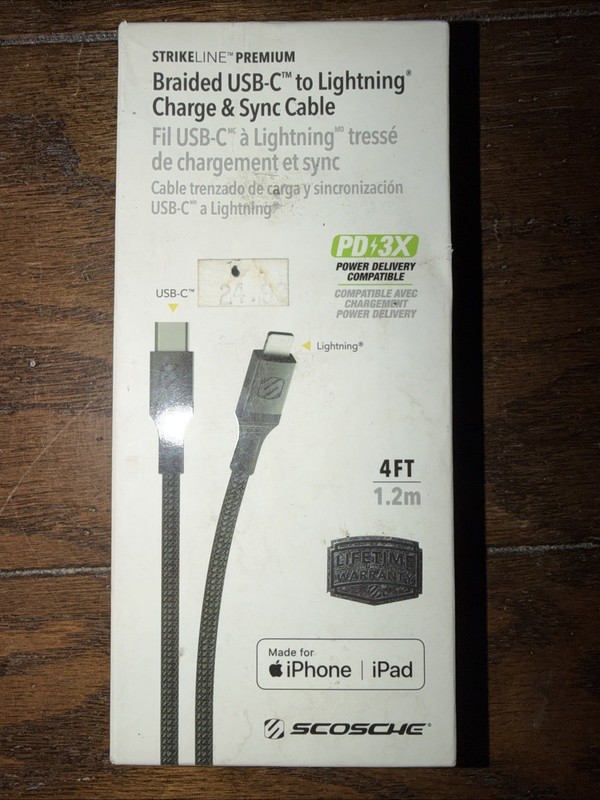Scosche 4ft Braided USB-C To Charge & Sync Cable CI4B4SG-SP