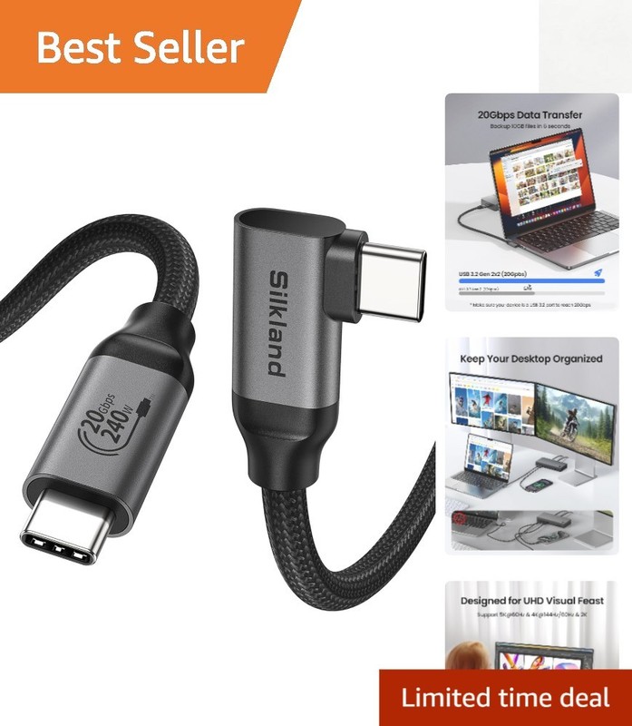 Universal 3.3FT USB C Cable – 20Gbps Right Angle Design for Ultimate Flexibility