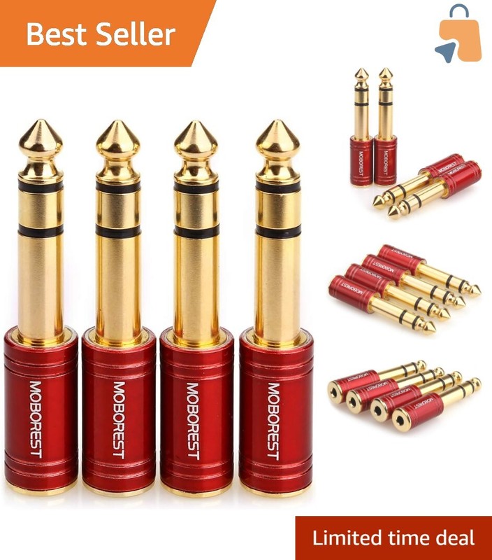 Durable 6.35mm to 3.5mm Headphone Adapters – Stylish Red Audio Solution
