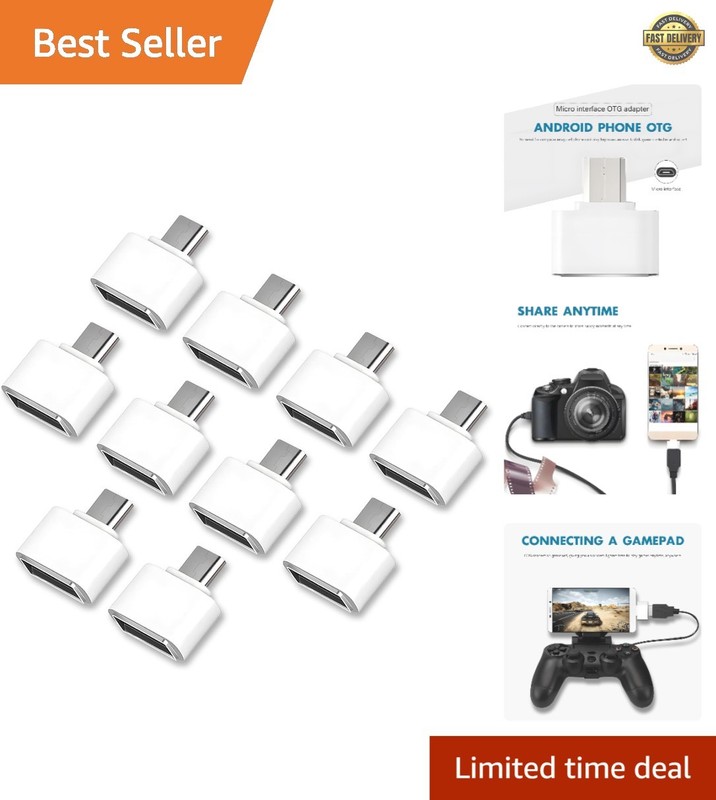 10 Pack USB to Micro USB Adapter – USB 2.0 Male to Female for Micro-B Devices…