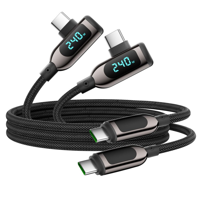 240W Right Angle USB C to USB C Cable [4ft/2Pack],Nylon Braided Type C Fast C…