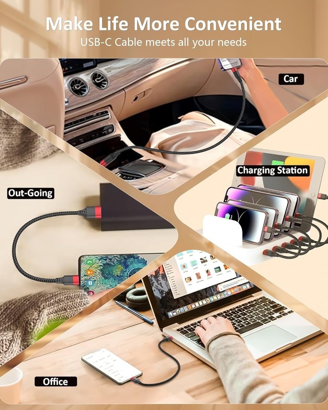 Short USB to USB C Cable, 2 Pack USB C Cable 1ft, Braided 12 inch Short USBC Cab gallery