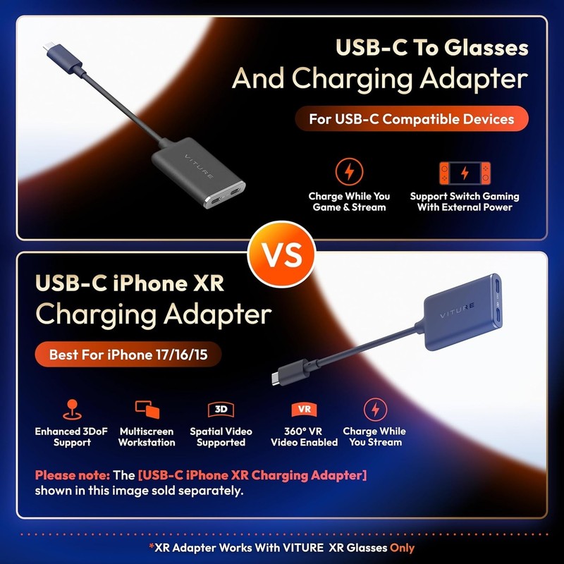 USB-C Charging Adapter for XR Glasses, Switch, Steam Deck, Multi-Device gallery