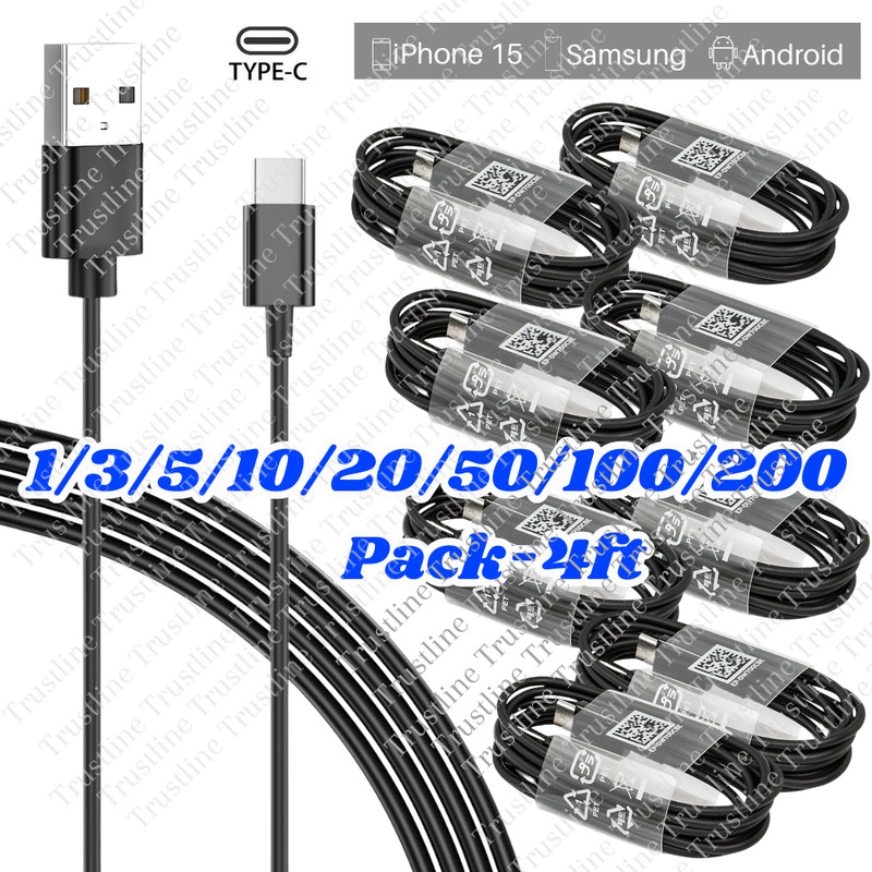 Wholesale For Samsung iPhone 15 Android Phone USB Type C Cable Fast Charger Cord