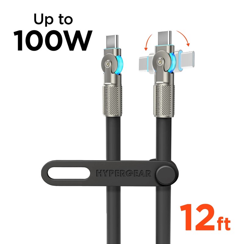 Hypergear 12ft Chunky Flexy 180° Rotating 100W USB-C Cable