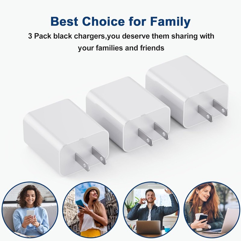 3PACK Lot USB Wall Fast Charger Plug Cable 3/6Ft For iPhone SE 6 8 X 11 12 13 14