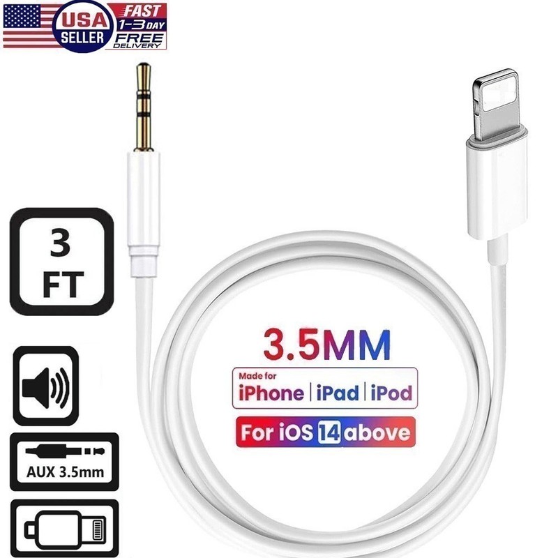 8 Pin To 3.5 mm Headphone Jack Adapter AUX Audio Music Cable Car Cord For iPhone