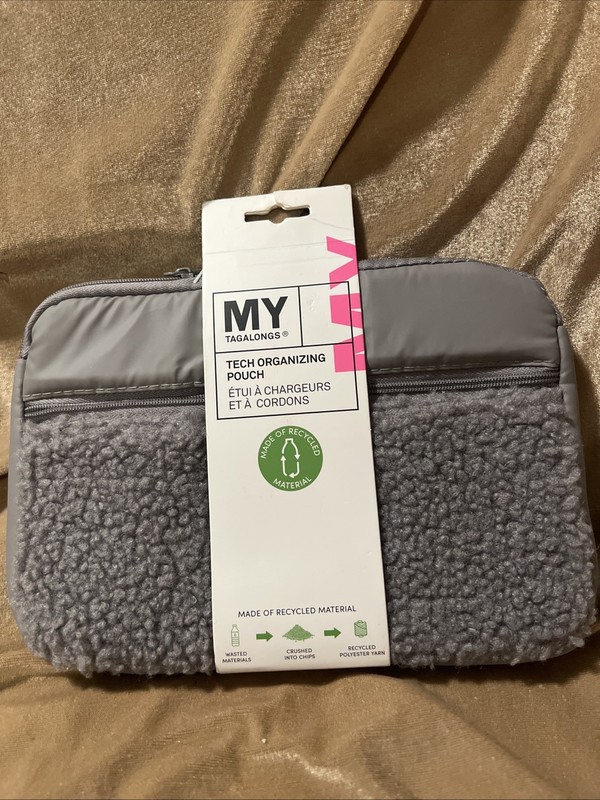 MY Tagalongs Tech Organizer Pouch Gray Travel Case NEW WTH TAG