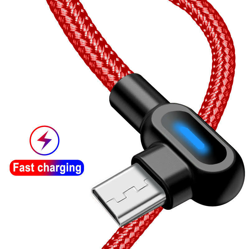 90 Degree LED Type C USB Data Cable Quick Charge for Android Smart Phones UK gallery