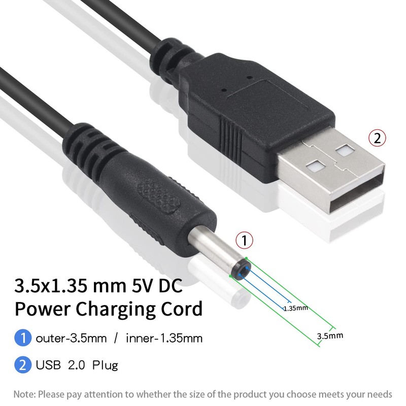 USB to DC Cable, 3.5x1.35 mm 5V DC Power Charging Cord, Electronics Barrel Ja... gallery