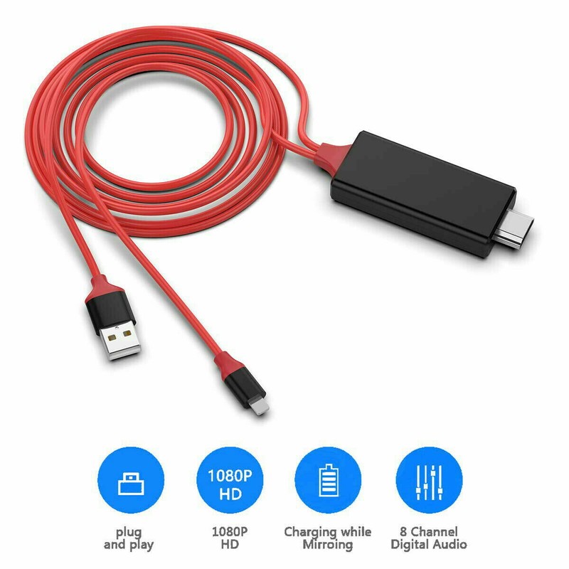 HDMI Mirroring AV Cable Phone to TV HDTV Adapter 1080P for iPhone 14 13 12 11 XR gallery