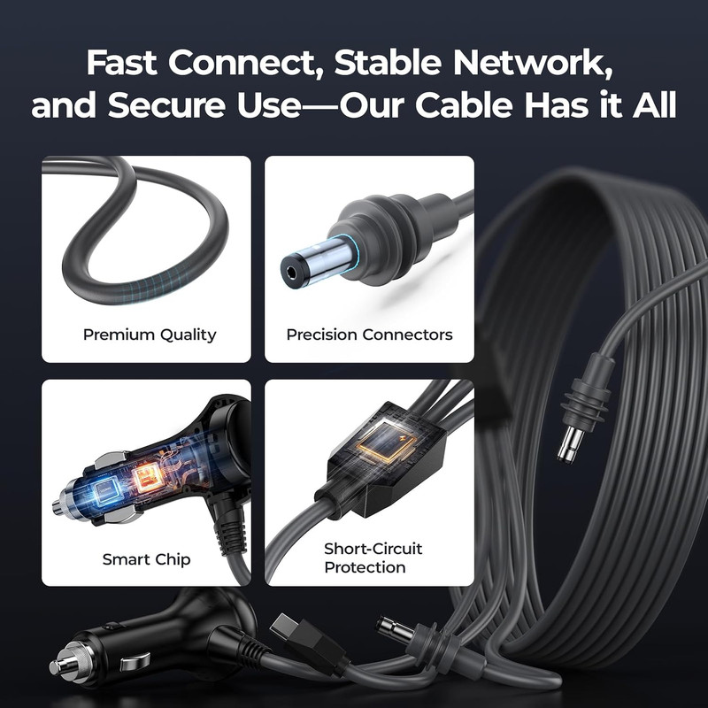 Starlink Mini 3 in 1 Cable 10FT, [Upgraded 100W Stable Power] USB C to DC, Car gallery