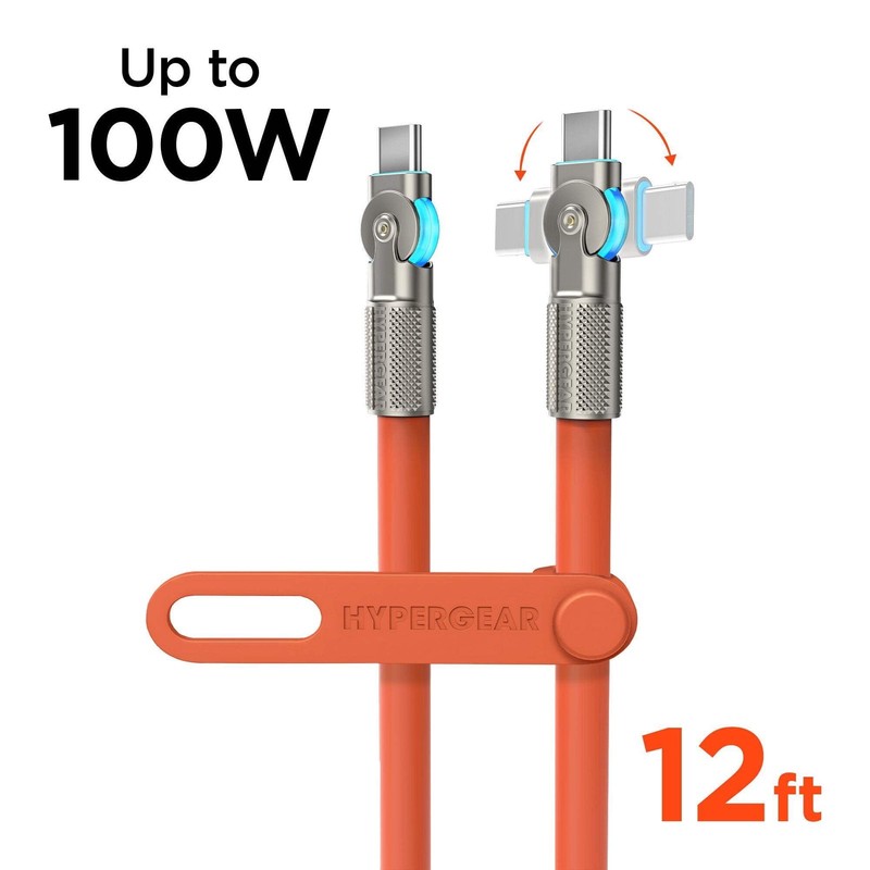 Hypergear 16234_7 12ft USB-C to USB-C Fast Charge Rugged Cable Orange