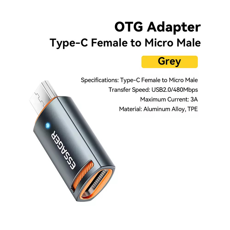 ESSAGER ES-OTG17 Adapter Type-C USB-A Micro Female to USB Micro iP Type-C Male