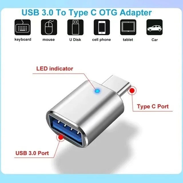 LED USB-C 3.1 Male to USBA Female Adapter Converter OTG Type C Android Phone LOT gallery