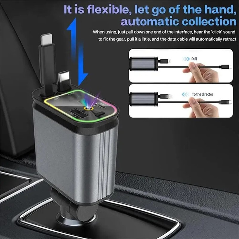 120W Car Charger Star Night Light Fast Charging Cigarette Lighter USB Adapter AU gallery