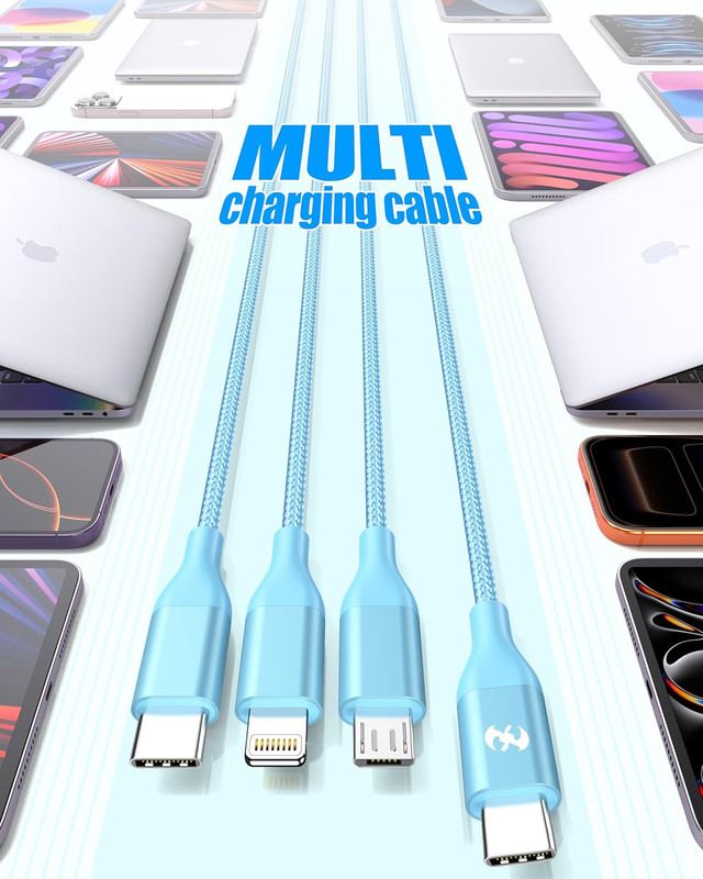 Shsixin 3 in 1 Multi Charging Cable for Multiple Devices with Usb-C/Ip/Micro Por gallery