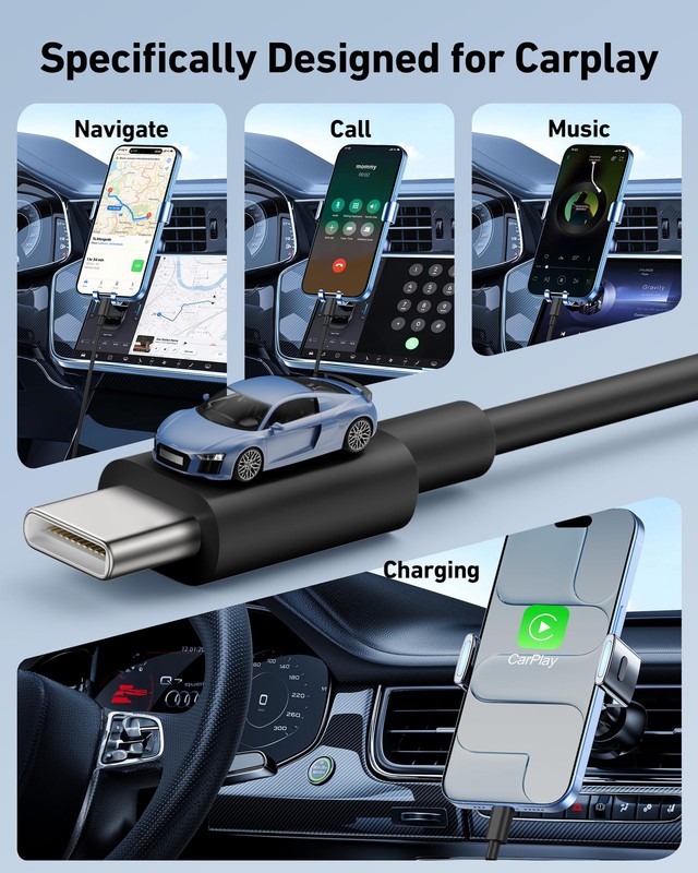 USB A to USB C Cable 3FT 2 Pack Fast Charge Sync for CarPlay Android gallery