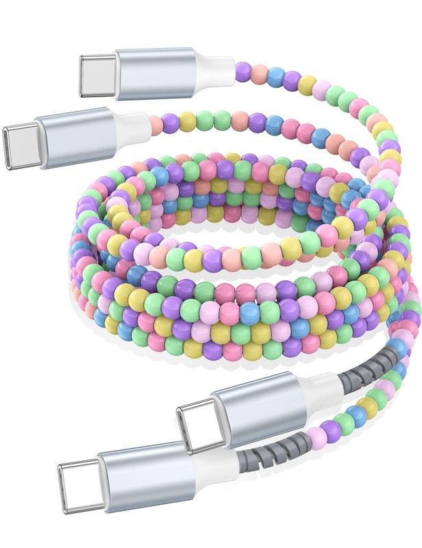 USB C to USB C Cable 6FT2Pack,60W Fast Charging Beaded Charger Cord for iPhon…