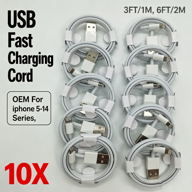 1X 10X Lot USB Fast Charger Cable For iPhone 14 13 12 11 X 8 7 6 5 Charging Cord