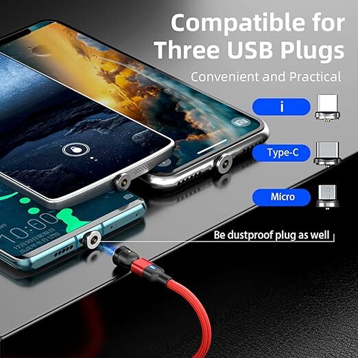 180°+360° Rotate Magnetic Charger Cable Phone Fast Charging Type C Micro USB Lot gallery