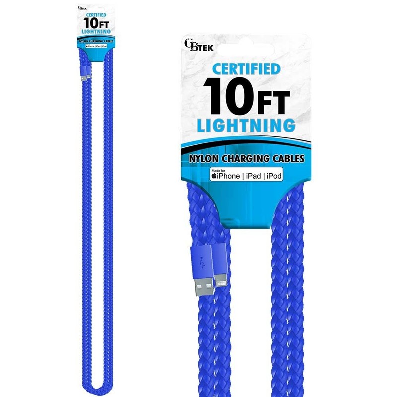 CBTEK iPhone MFI 10ft Nylon Hanging Charging Cables (MFI Certified) gallery