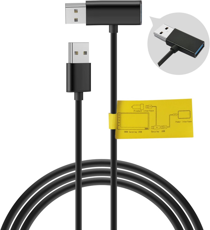 USB Splitter USB Power Data Adapter Y-Cable Black for Android Auto Wireless Carp gallery