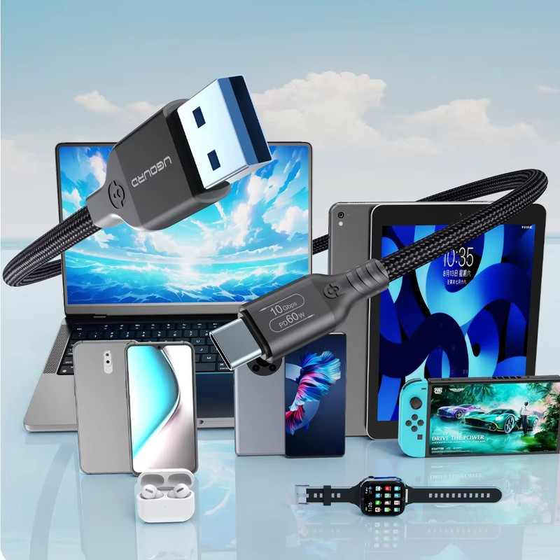 USB A To Type C Fast Charging Cable 60W 3A Quick Charge Braided Cable 3Ft Black gallery