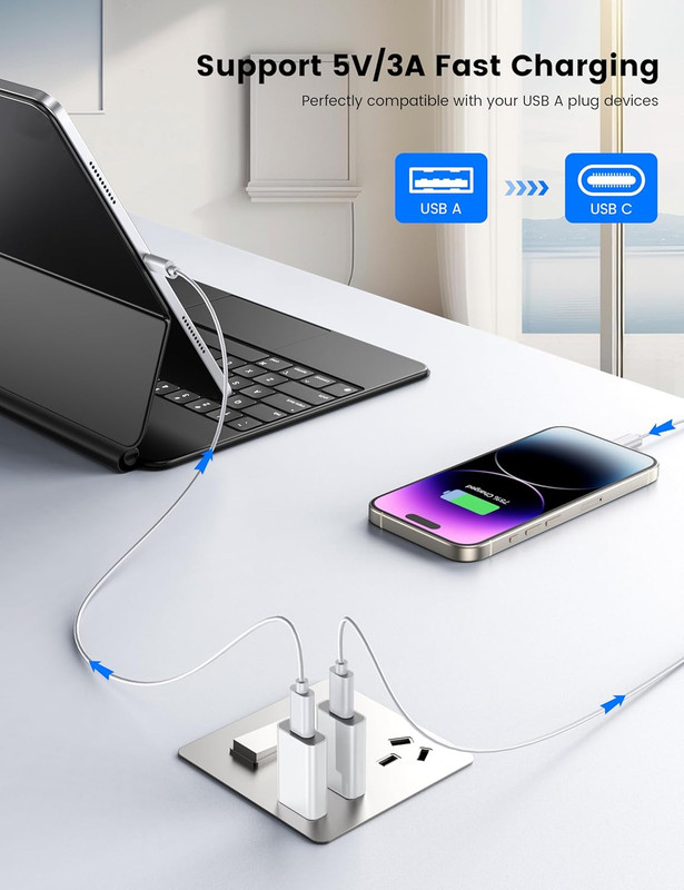 USB to USB C Adapter 2 Pack, USB C Female to a Male Car Charger for Iphone 16 15 gallery
